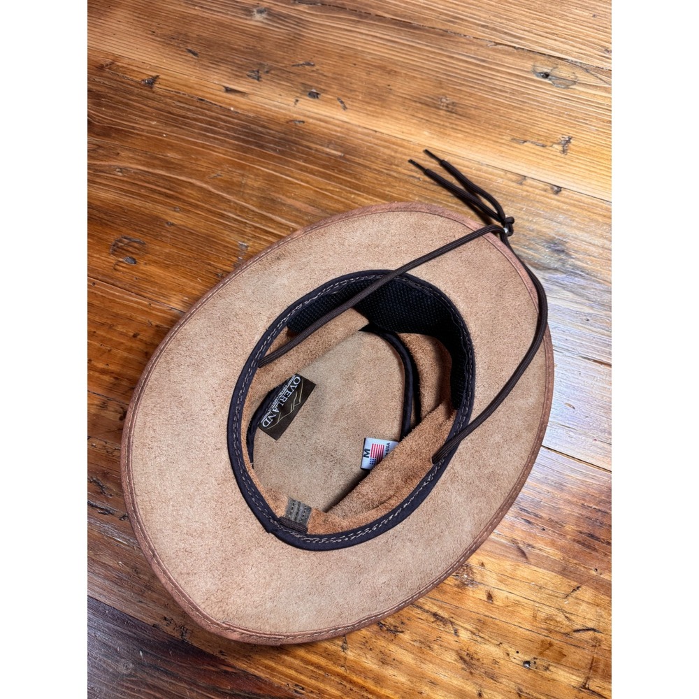 Overland Rancher Oil Leather Cowboy Hat Brown Packable Western USA M 7–7 1/8 - Picture 10 of 15